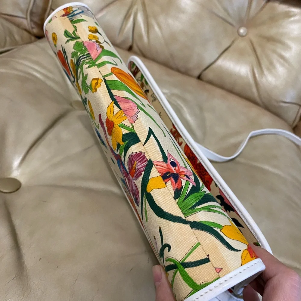 Gucci EUC Large Vintage Flora Shoulder Bag COA Floral Print Canvas - Picture 9 of 16